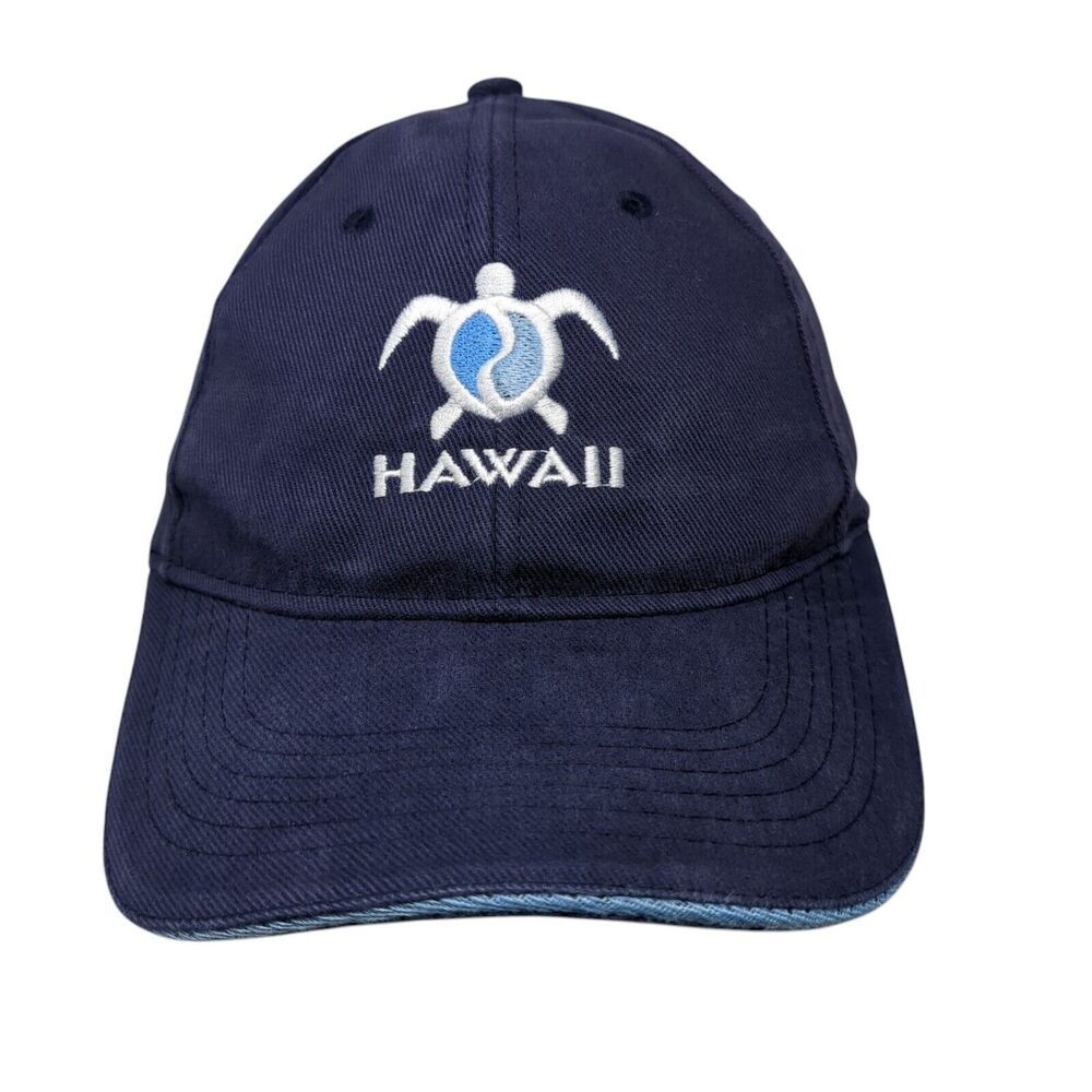Hawaii Strapback Hat Blue OSFA Adjustable Embroidered Vented Holes Surfware